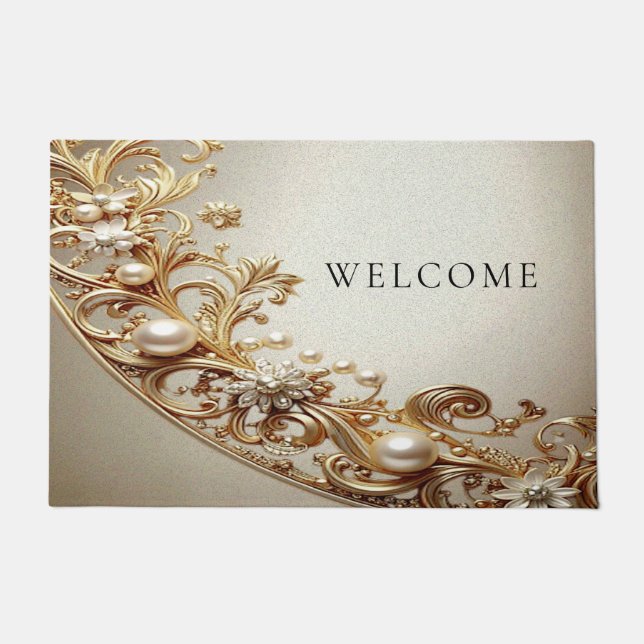 Tapete Ornate Gold Flourish Doormat (Frente)