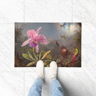 Tapete Orquídea Cattleya e três beija-flores por Heade