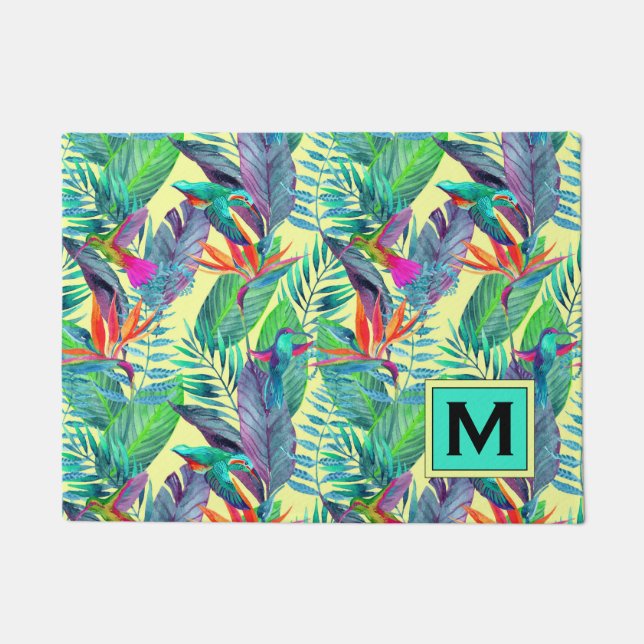 Tapete Os colibris da aguarela | adicionam sua inicial (Frente)