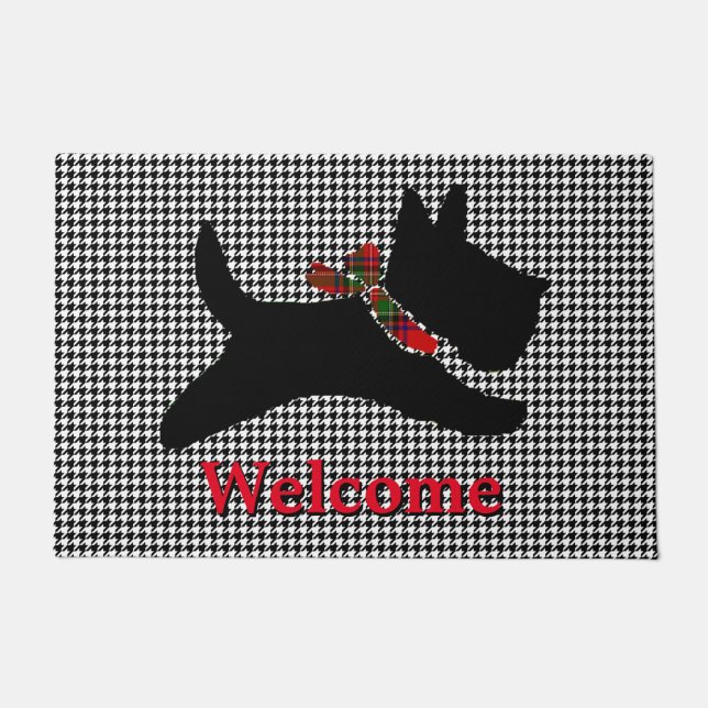 Tapete Os Scottish Terrier Houndstooth personalizam (Frente)