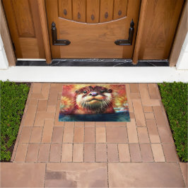 Tapete Otter Abstrato Floral Teal Laranja Vermelho Laranj