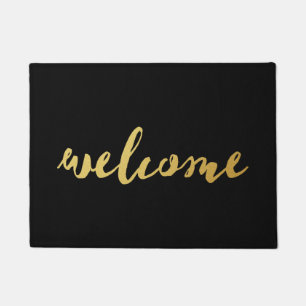 Tapete Ouro bem-vindo & Doormat preto