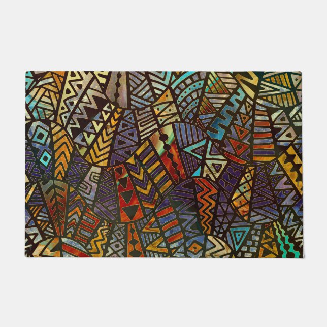 Tapete Ouro e pintura populares tribais do teste padrão (Frente)