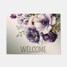 Tapete Ouro Elegante de Flores Rosa Púrpura