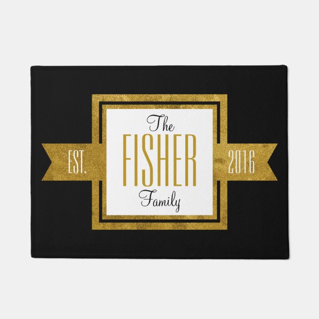 Tapete Ouro estabelecido casa familiar e preto do ano (Frente)