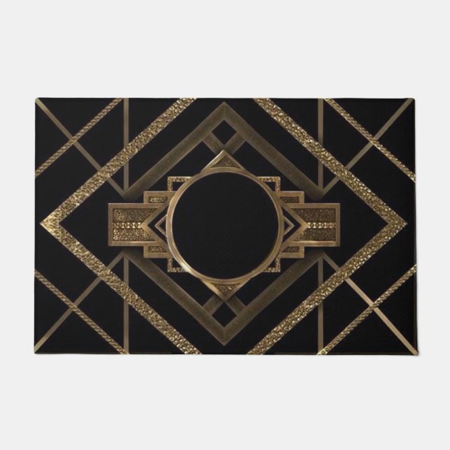 Tapete ouro, preto, art deco, metálico, teste padrão, (Frente)