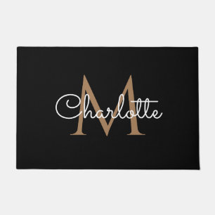 Tapete Ouro Preto Monograma Elegante Feminino Script