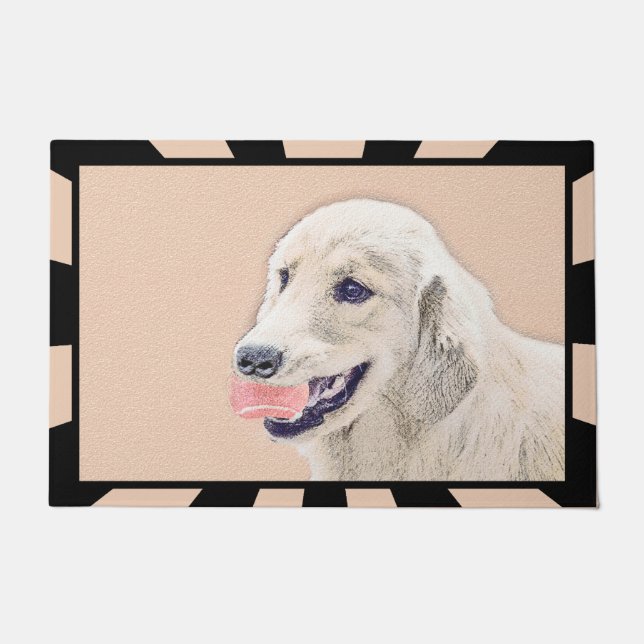 Tapete Ouro Retriever com Tênis Ball Painting Dog Art (Frente)