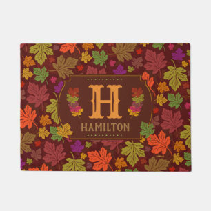 Tapete Outono personalizado colorido Monogrammed da folha