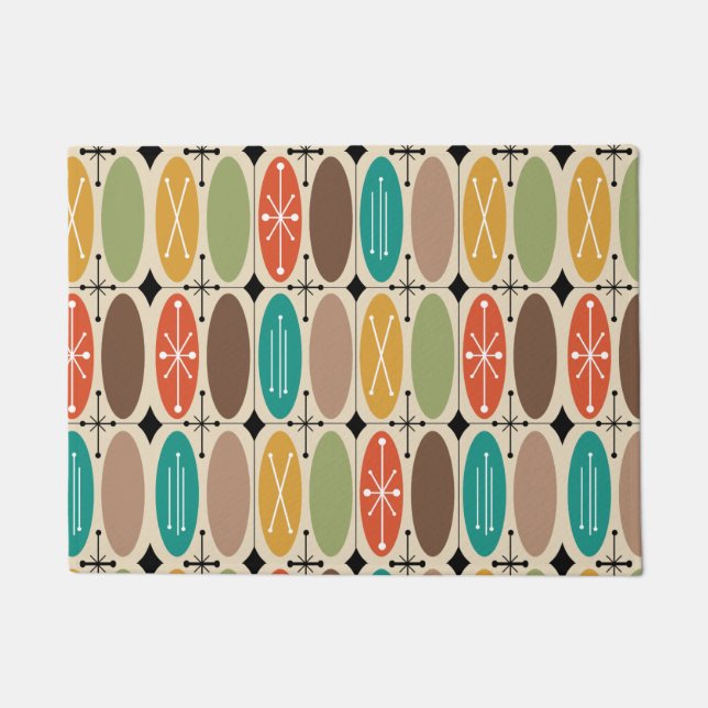 Tapete Ovais Da Era Atômica Em Linhas Coloridas 2 (Frente)