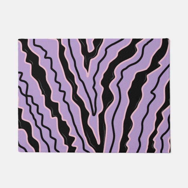 Tapete Padrão abstrato Preto de Marble Roxo Boho Groovy (Frente)