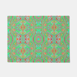 Tapete Padrão Abstrato Retro de Laranja e Verde Lima