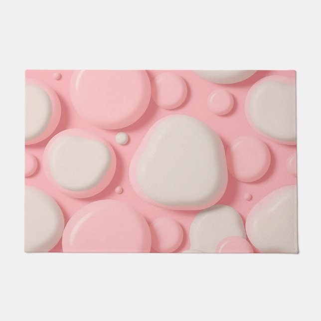 Tapete Padrão Abstrato Rosa Branco de Bolha 3D Soft Paste (Frente)