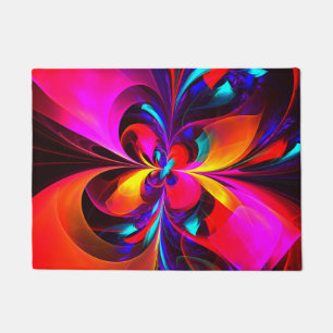 Tapete Padrão Azul Vermelho Abstrato Floral Moderno #07