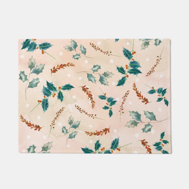 Tapete Padrão Boho de Folhas de Natal (Frente)