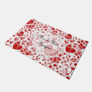 Tapete Padrão cardíaco VII engraçado - branco vermelho +