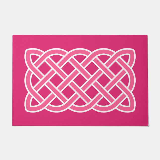 Tapete Padrão Celta de Nó, Rosa Física e Branco (Frente)