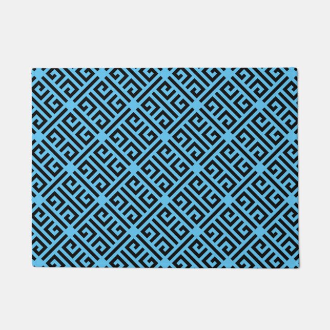 Tapete Padrão-chave grego preto e azul (Frente)