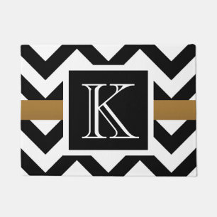 Tapete Padrão Chevron preto e branco