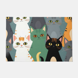 Tapete Padrão Colorido de Gatos de Desenho Animado em Mul