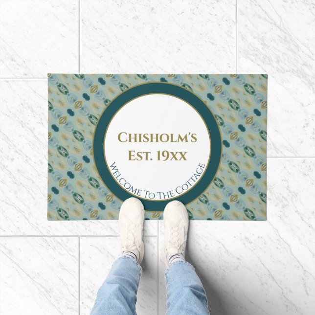 Tapete Padrão Com Turquesa E Verde Claro (Interior)