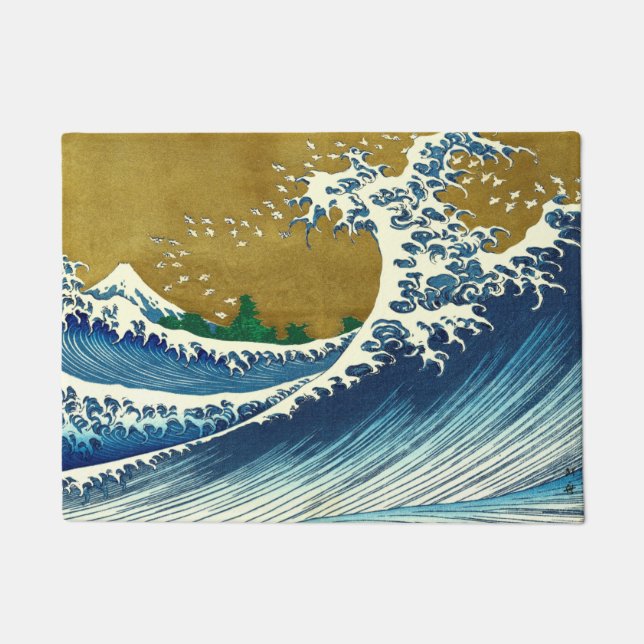 Tapete Padrão da Grande Onda de Hokusai: Arte Japonesa Uk (Frente)