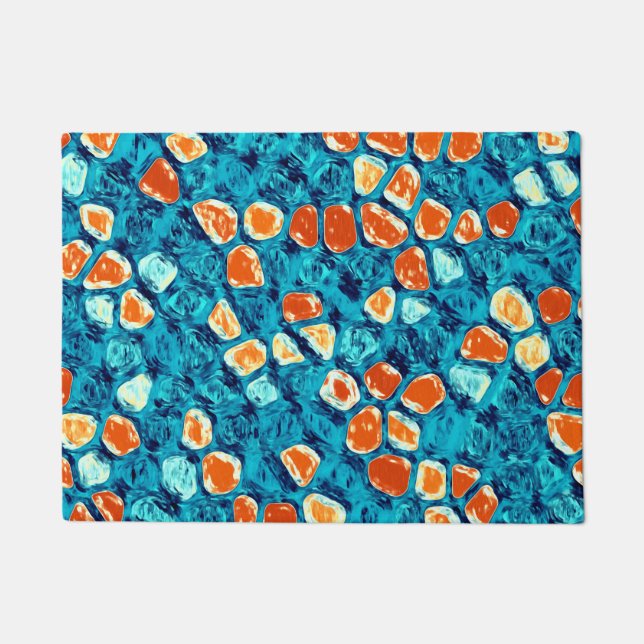Tapete Padrão de Abstrato de cor laranja e azul (Frente)