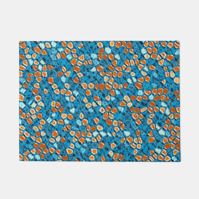 Tapete Padrão de Abstrato de cor laranja e azul (Frente)