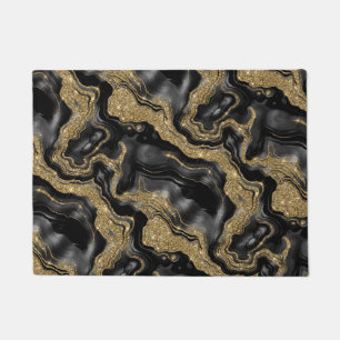 Tapete Padrão de Ágata Preto e Dourado Elegante com Brilh