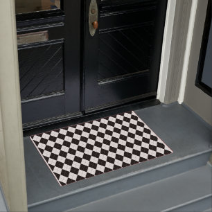 Tapete Padrão de Argyle Preto e Branco