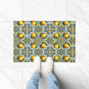 Tapete Padrão de Azulejo amarelo azul de Capri Lemon medi