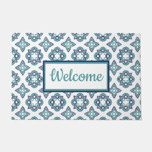 Tapete Padrão de azulejo DoorMat Turquoise