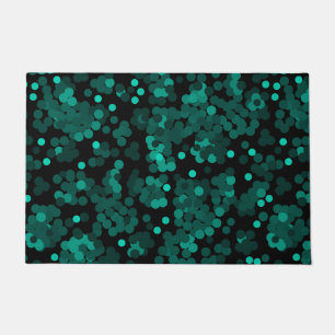 Tapete Padrão de bolinhas verde turquesa a preto