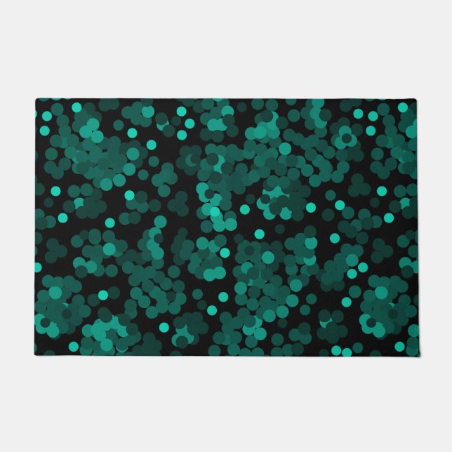 Tapete Padrão de bolinhas verde turquesa a preto (Frente)