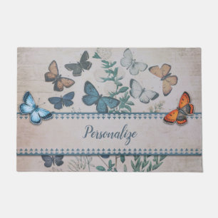 Tapete Padrão de Borboleta Azul Vintage Personalizado