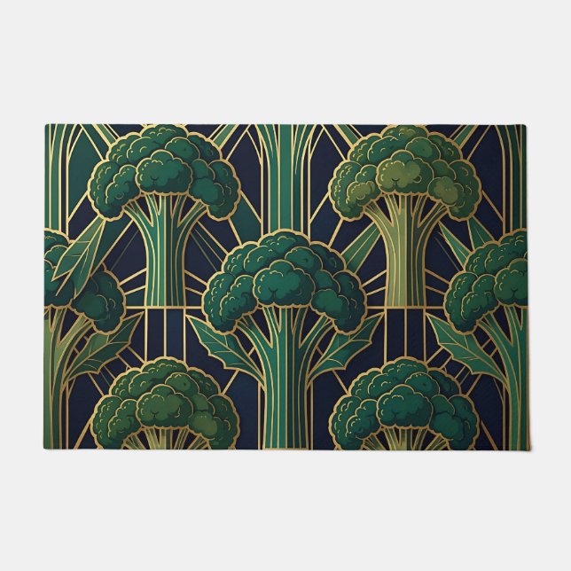Tapete Padrão de Brócolis Art Déco (Frente)