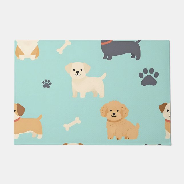 Tapete Padrão de Cachorrinhos Fofos (Frente)
