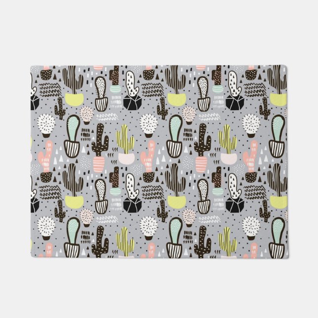 Tapete Padrão de Cactus Texturizados Manuscritos (Frente)