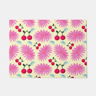 Tapete Padrão de Cereja Floral Rosa Brilhante Kawaii Fo