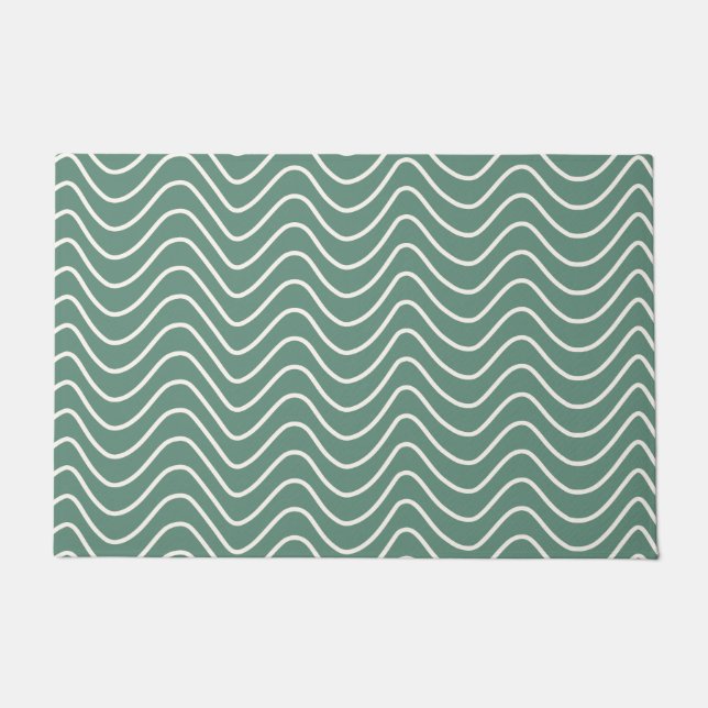 Tapete Padrão de Chevron Verde Tropical Zigzag Mínimo (Frente)