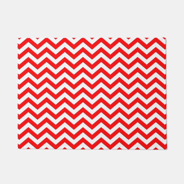 Tapete Padrão De Chevron Vermelho E Branco (Frente)