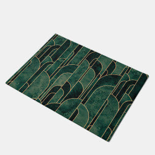 Tapete Padrão de Deco de Arte Dourada e Verde Luxuoso