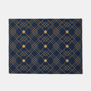 Tapete Padrão de deco de arte Dourada em fundo azul escur