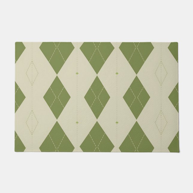 Tapete Padrão de Diamante Argyle Verde Oliva (Frente)