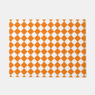 Tapete Padrão de Diamante do Verificador Branco Laranja