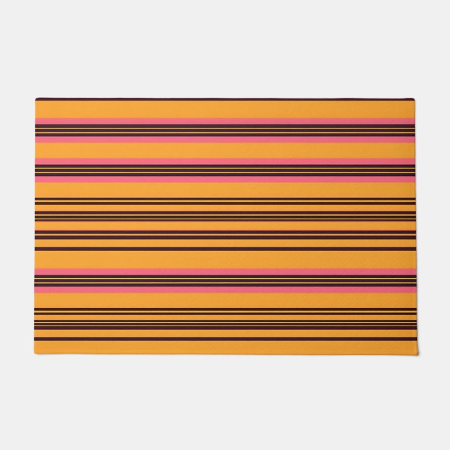Tapete Padrão de Faixa Horizontal Laranja Rosa Ousado (Frente)