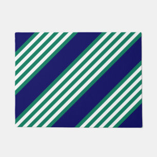 Tapete Padrão de faixas verdes e brancas com azul-marinho