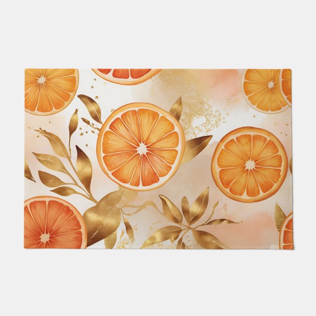 Tapete Padrão de Fatia de Laranja Dourada (Frente)