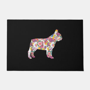 Tapete padrão de flores de buldogue francês  presente d
