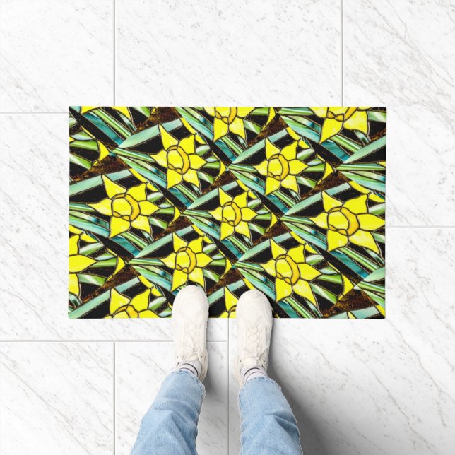Tapete Padrão de Flores de Valor Amarelo (Interior)